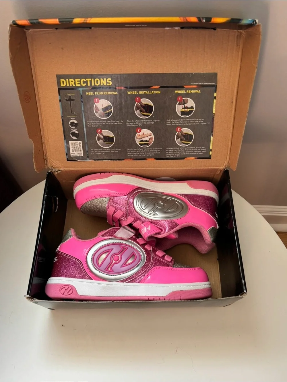 Heelys Kids Pink & Silver Glitter Light-Up Sneakers